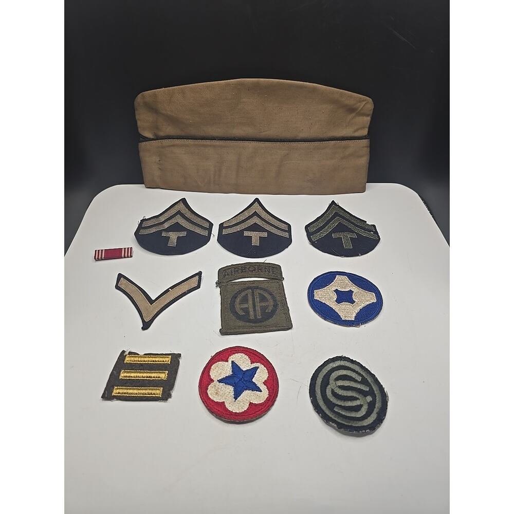Vintage Military WWll US Army Infantry Patches & Garrison Cap